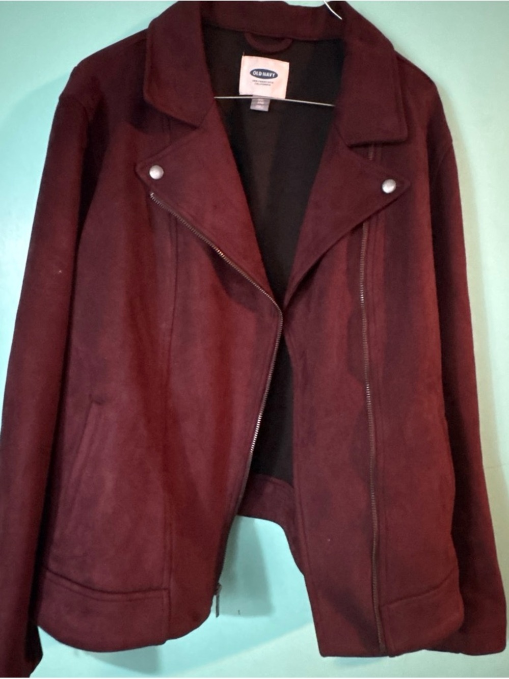Old Navy Women's Deep Burgundy Suede Moto Jacket